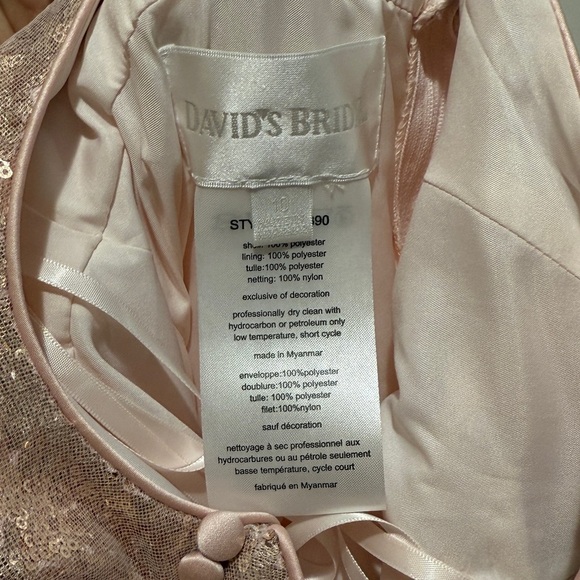 New David’s Bridal Flower Girl Tulle Dress Tie Waist Sz 10 Open Back Rose Gold - Picture 8 of 12